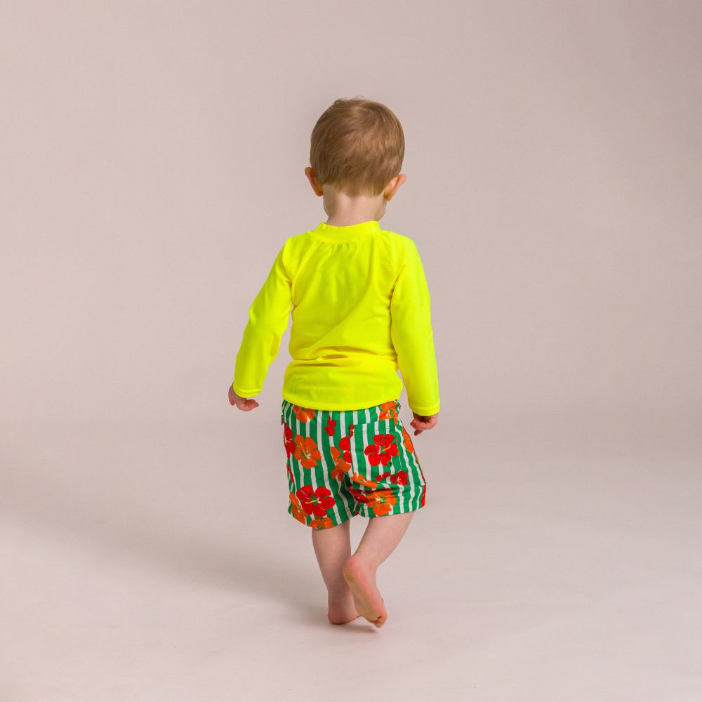 Nestling Neon Swim Boardies - Stripe Hibiscus