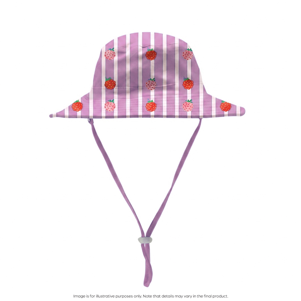 Nestling Neon Swim Bucket Hat - Striped Raspberries