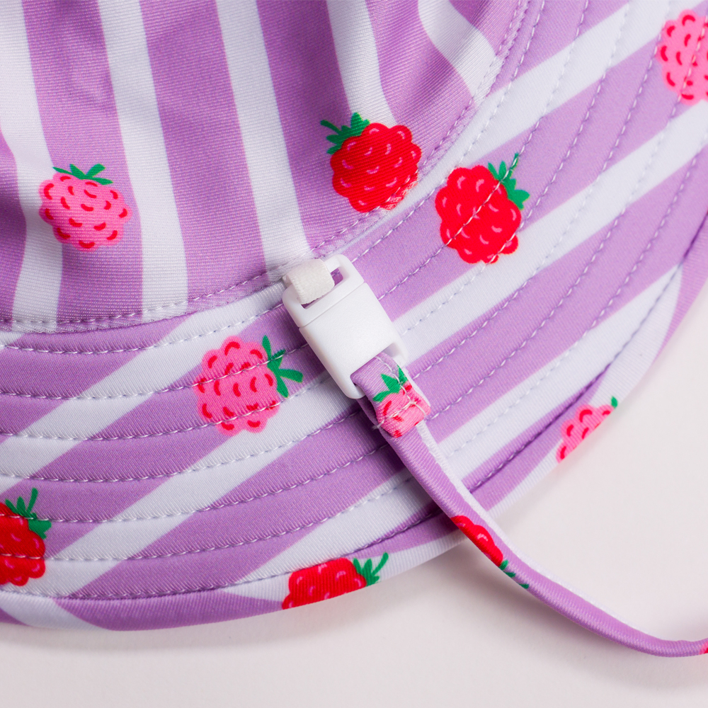 Nestling Neon Swim Bucket Hat - Striped Raspberries
