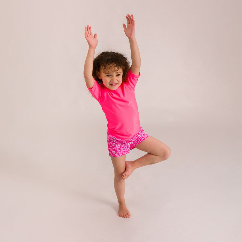 Nestling Neon Swim Short Sleeve Rash Vest - Neon Pink