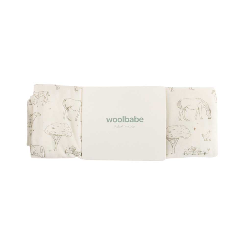 Woolbabe Merino/Organic Cotton Swaddle/Blanket - Farmyard