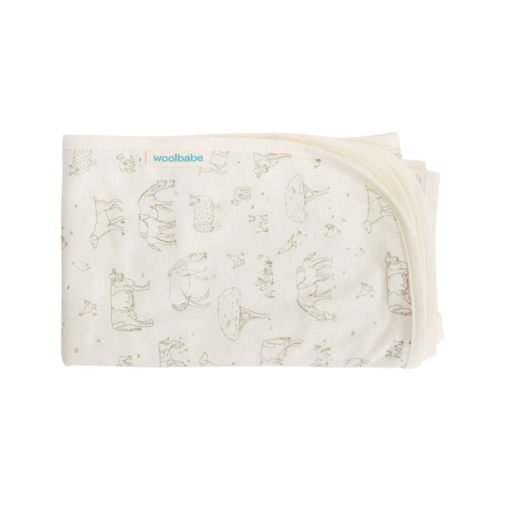Woolbabe Merino/Organic Cotton Swaddle/Blanket - Farmyard