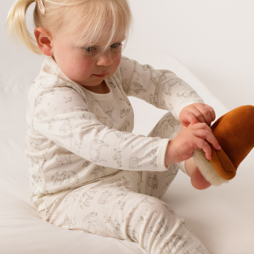 Woolbabe Merino/Organic Cotton Winter Pyjamas - Farmyard