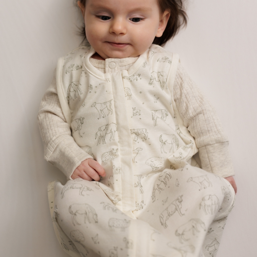 Woolbabe Summer Merino/Organic Cotton Sleeping Bag - Farmyard