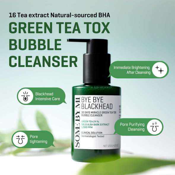Some By Mi 30 Days Bye Bye Blackhead Miracle Green Tea-Tox Bubble Cleanser 120g