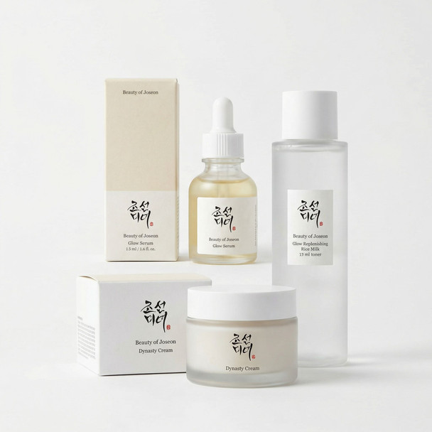 Beauty of Joseon Glow Serum Propolis + Niacinamide, Beauty of Joseon Glow Replenishing Rice Milk & Beauty of Joseon Dynasty Cream 50ml Trio
