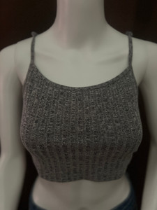 Spaghetti Strap Casual Grey Crop Tank Top Spaghetti Strap Casual Grey Crop Tank Top