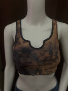 Dyed V-neck  Crop Tank Top