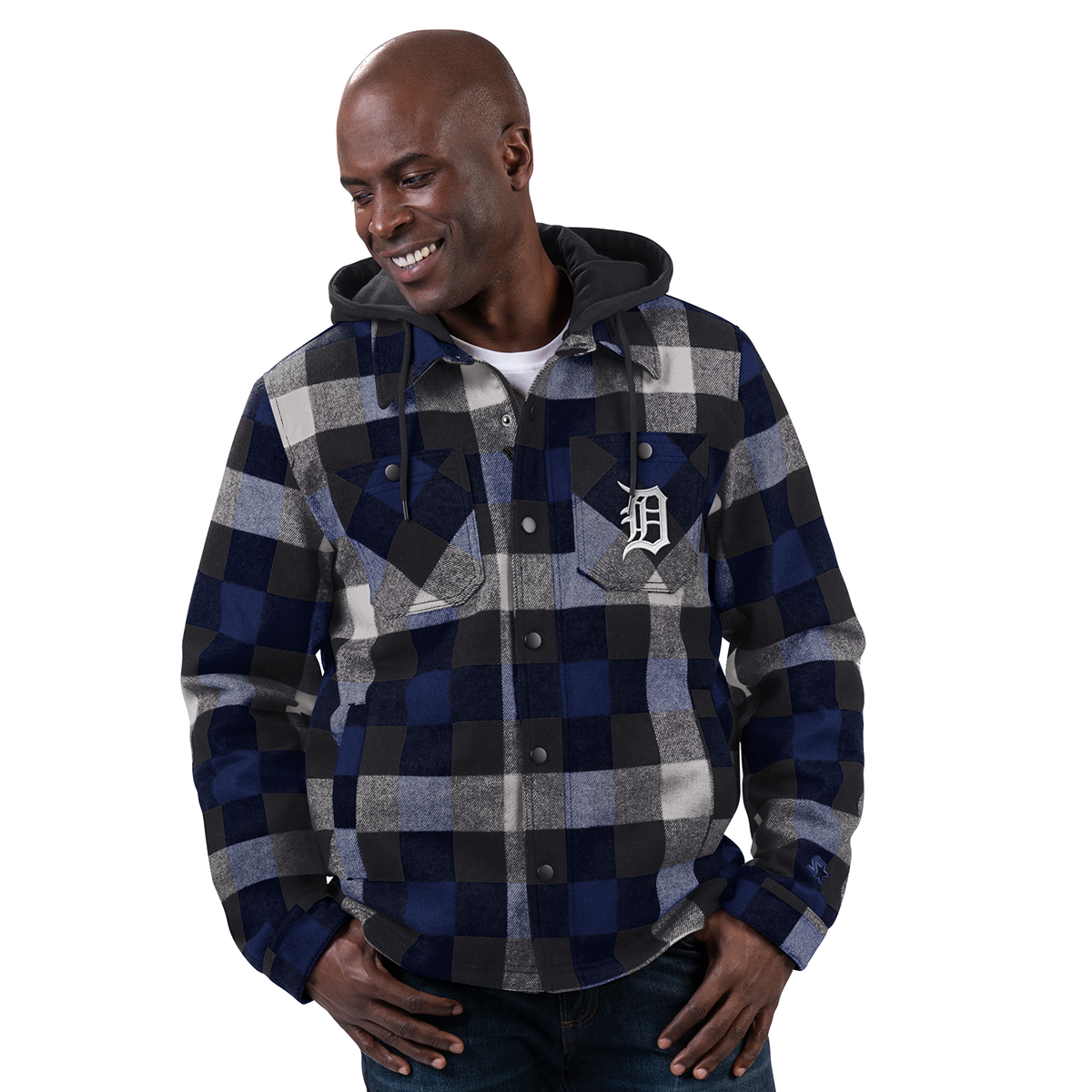 Detroit Tigers G-III Sherpa Lined Full-Snap Plaid Jacket - Navy
