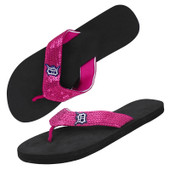 For Bare Feet Detroit Tigers Women’s Pink Sequin Flip Flops
