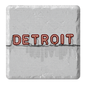 Neon Detroit Stone Tile Coaster