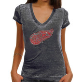 Touch Detroit Red Wings Women's Black Fade Route V-Neck T-Shirt - By Alyssa Milano