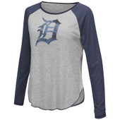 Touch Detroit Tigers Women's Heather Gray Line Drive Long Sleeve Raglan T-Shirt - By Alyssa Milano