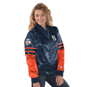 Starter Detroit Tigers Women's Navy Tie Breaker Satin Full-Zip Jacket