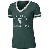 Nike Michigan State Spartans Women's Green Dri-FIT Fan Slub V-Neck Performance T-Shirt