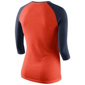 Nike Detroit Tigers Women's Orange Tri Logo 1.6 3/4 Sleeve Raglan T-Shirt