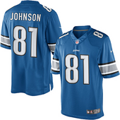 Calvin Johnson #81 Detroit Lions NFL NIKE Blue Home Jersey Women's  MEDIUM