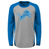 Outerstuff Detroit Lions Youth Gray Mainframe Performance Long Sleeve T-Shirt