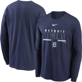 Nike Detroit Tigers Navy Color Bar Practice Long Sleeve T-Shirt