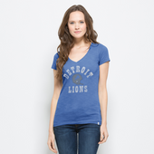 47 Brand Detroit Lions Women's Blue MVP Scrum V-neck Short Sleeve T-Shirt