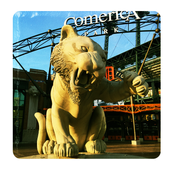 Comerica Park Tiger Statue Stone Tile Coaster