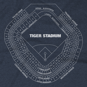 Tiger Stadium Seat Map Motor City Bad Boys T-Shirt - Navy