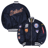 Detroit Tigers New Era 2022 Alpha Industries Full-Zip Bomber Jacket - Navy