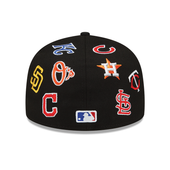 MLB New Era Allover Team Logo 59Fifty Fitted Hat - Black