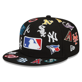 MLB New Era Allover Team Logo 59Fifty Fitted Hat - Black