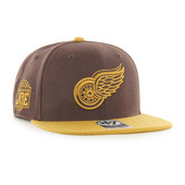 Detroit Red Wings 47 Brand Sure Shot Under 2Tone Captain Snapback Hat - Brown/Yellow