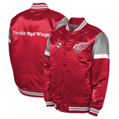 Detroit Red Wings Mitchell & Ness Youth Full Snap Satin Jacket - Red