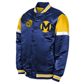 Michigan Wolverines Mitchell & Ness Youth Full Snap Satin Jacket - Navy
