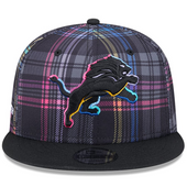 Detroit Lions New Era 2024 Crucial Catch Plaid 9FIFTY Snapback Hat - Black