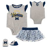 Michigan Wolverines Outerstuff Newborn All Dolled Up Bodysuit Set - Gray