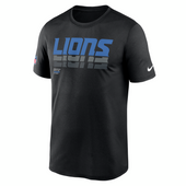 Detroit Lions Nike Sideline Team Issue Repeating Wordmark Performance T-Shirt - Black