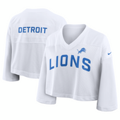 Detroit Lions Nike Women's Primetime Cropped Mesh Dri-FIT Jersey - White
