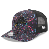 Detroit Lions New Era 2025 Crucial Catch 9SEVENTY Trucker Stretch-Snap Hat - Black