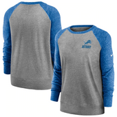 Nike Detroit Lions Women's Heather Gray Left Chest Logo Gym Vintage Crewneck Sweatshirt