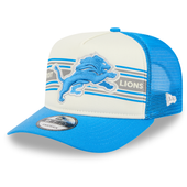 Detroit Lions New Era A-Frame Trucker Banner 9FIFTY Snapback Hat - Chrome/Blue