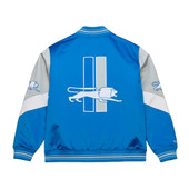 Detroit Lions Mitchell & Ness Throw It Back Heavyweight Satin Jacket - Blue