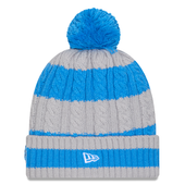 Detroit Lions New Era Braided Cuffed Knit Hat with Pom - Blue/Gray Detroit Lions New Era Braided Cuffed Knit Hat with Pom - Blue/Gray