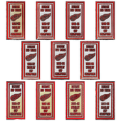 Detroit Red Wings Aminco Stanley Cup Banner 11-Piece Collector Pin Set