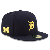 New Era University of Michigan x Detroit Tigers 59Fifty Navy Fitted Hat