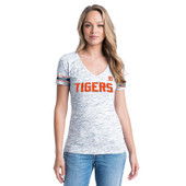 New Era Detroit Tigers Women's Navy Space Dye Jersey V-Neck Short Sleeve T-Shirt