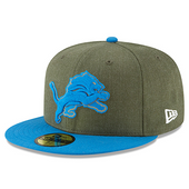 New Era Detroit Lions Heather Army 59Fifty Salute to Service On-Field Fitted Hat