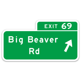MI Culture Big Beaver Interstate Sign Die Cut Vinyl Decal MI Culture Big Beaver Interstate Sign Die Cut Vinyl Decal