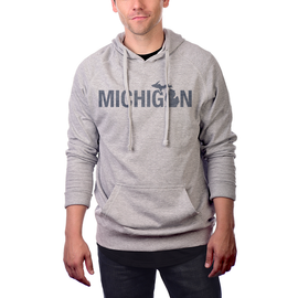 MI Culture Athletic Gray Painted Michigan French Terry Pullover Hoodie MI Culture Athletic Gray Painted Michigan French Terry Pullover Hoodie