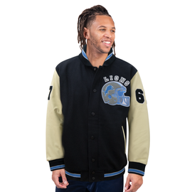 Detroit Lions G-III Beverly Hills Cop Axel Foley Varsity Jacket - Black/Cream Detroit Lions G-III Beverly Hills Cop Axel Foley Varsity Jacket - Black/Cream
