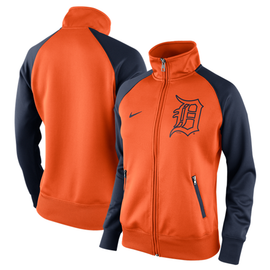 Men's Nike Navy/Orange Detroit Tigers Authentic Collection Pregame  Performance Raglan Pullover Sweatshirt