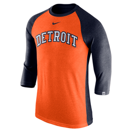 47 Detroit Tigers Grey Neps Henley Long Sleeve Fashion T Shirt